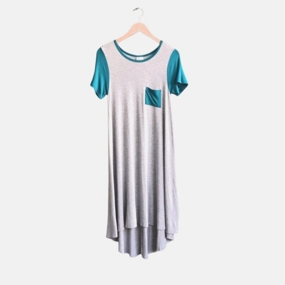 LuLaRoe Dresses & Skirts - LuLaRoe Carly flowy tunic Dress Grey & Teal Size XS